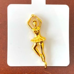 Gold colored ballerina lapel or lanyard pin
